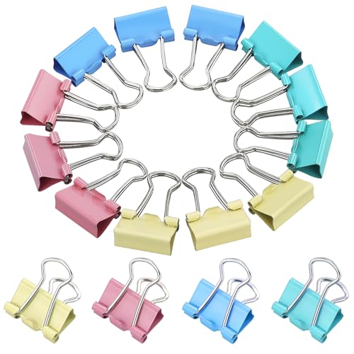 Mini-Binder-Clips, Metall-Binder-Clips, kleine Bulldoggen-Clips, bunte Foldback-Clips, Büroklammern für Zuhause, Schule, Büro (15 mm), 60 Stück von JRSHIRLEYLTD