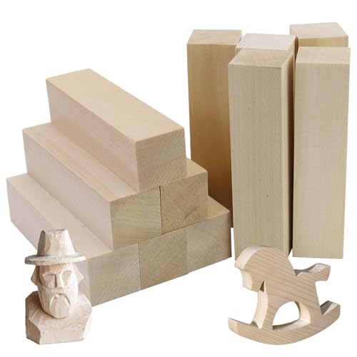 Schnitzholz - 11er Pack Holzblock - Schnitzvorlage weiches zum Schnitzen - Schnitzset Holz Rohlinge zum Drechseln mit Schnitz Vorlage für Kinder Schnitzholz - 11er Pack Holzblock - Schnitzvorlage weiches zum Schnitzen - Schnitzset Holz Rohlinge zum Drechseln mit Schnitz Vorlage für Kinder von JRSHIRLEYLTD