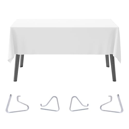 Tischdecke Abwaschbar Weiß, Wasserdicht Tischdecken, 140 x 100 cm Tischdecke Abwischbare aus Polyester,Schmutzabweisend Pflegeleicht für Küche Party, Weiß von JRSHIRLEYLTD