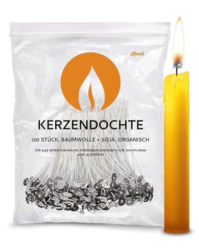 Kerzendochte und Dochthalter- 100 Stück, 100% Organic Candle Wicks aus Baumwolle & Sojawachs- DIY Kerzen Selber Machen Set-Teelichtdocht, Schwimmdocht, Duftkerzenset- Kerzenbastelset für Wachs Resten von JRSK Comercio