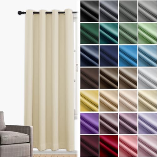 JRUI VerdunklungsvorhäNge 1er Set Thermovorhang KäLteschut mit öSen Gardinen Wohnzimmer Modern VorhäNge Blickdicht Schallschutz Vorhang für Schlafzimmer Wonhzimmer 100 x 120cm (HXB) Beige von JRUI