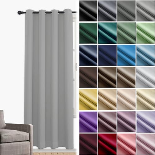 JRUI VerdunklungsvorhäNge 1er Set Thermovorhang KäLteschut mit öSen VorhäNge Wohnzimmer Gardine Blickdicht Schallschutz Vorhang für Schlafzimmer Wonhzimmer Büro 120 x 200cm (HXB) Grau von JRUI