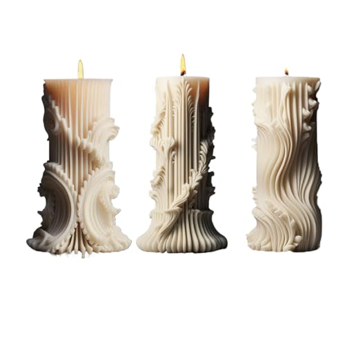 Silikonformen Gießformen 3 Stück 3D Kerzen Silikonform Kerzenform Weihnachten Seifenform formen zum Gießen Herstellung für Kerzen Weihnachtsdeko (Welle) von JRUKM