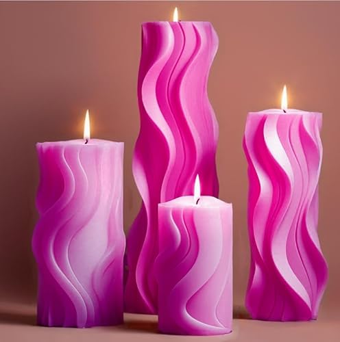 Silikonformen Gießformen 4 Stück 3D Kerzen Silikonform Kerzenform Weihnachten Seifenform formen zum Gießen Herstellung für Kerzen Weihnachtsdeko (Welle) von JRUKM