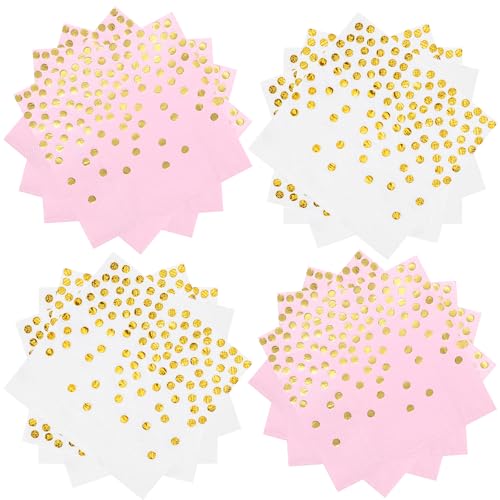 Servietten Gold,Servietten,40 Stück Servietten Rosa und Goldene Servietten,33x33cm Goldfolie Punkt Servietten Geburtstag Servietten Hochzeit,für Valentinstag Hochzeitsfeier Mädelsparty Party Deko Servietten Gold,Servietten,40 Stück Servietten Rosa und Goldene Servietten,33x33cm Goldfolie Punkt Servietten Geburtstag Servietten Hochzeit,für Valentinstag Hochzeitsfeier Mädelsparty Party Deko von JRYBXS