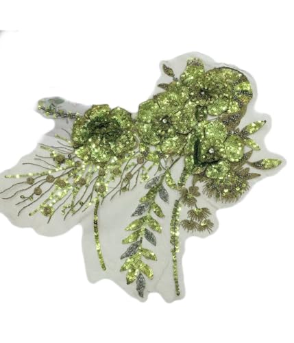 JRYYR Blumen-Pailletten-Applikation, handgefertigt, zum Aufnähen, 3D-Blumen-Applikationen für Kleidung, Kleider, Tanzkostüme, Taschen, Heimdekoration (Gelb-A) von JRYYR