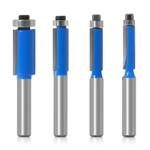 4 Stück Bündigfräser 8mm schaft, Fräser Set für oberfräse, Bündigfräser mit Kugellager Oben, Router Bits für Holz, für Holzbearbeitungswerkzeuge Zum Schneiden (1) von JReHuiG