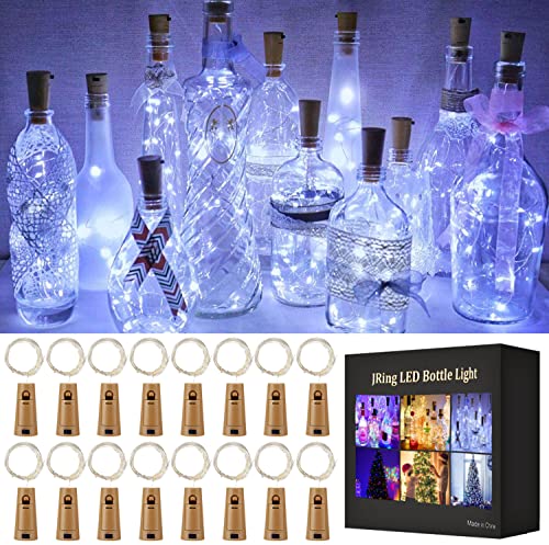 JRing 16 Stück Flaschen-Licht 20 LEDs 2M Flaschenlicht Lichterkette korken Stimmungslichter Weinflasche Nacht Licht für Flasche DIY, Party, Garten, Weihnachten, Halloween, Hochzeit Deko von JRing