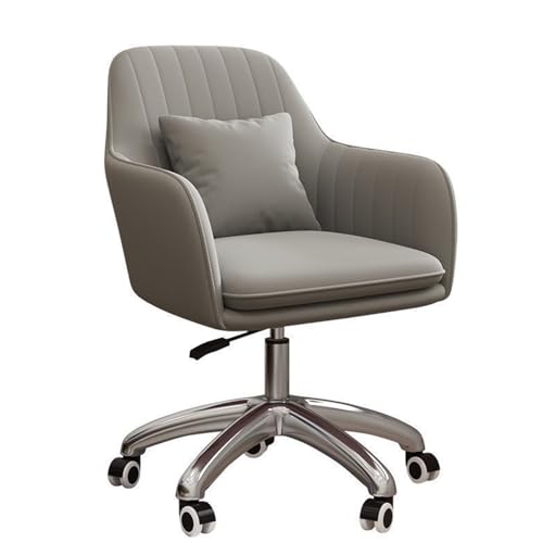Drehbarer Ankleidestuhl mit Rollen, höhenverstellbarer Schreibtischstuhl für Zuhause, Schlafzimmer, Büro, goldener Samtstoff und Latexkissen, Make-up-Stuhl mit Rückenlehne und Armlehnen (beige) Gray von JS Ellie