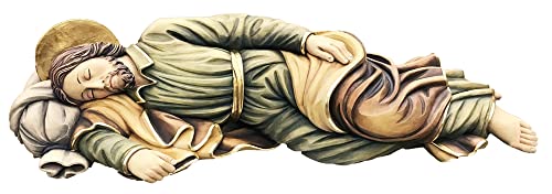 JS Garten Deko Heiligenfigur Heiliger Josef liegend, schlafend L 12 cm Josef Holzfigur Statue aus Ahornholz von Dolfi von JS Garten Deko