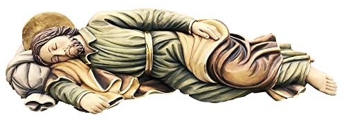 JS Garten Deko Heiligenfigur Heiliger Josef liegend, schlafend L 15 cm Josef Holzfigur Statue aus Ahornholz von Dolfi von JS Garten Deko