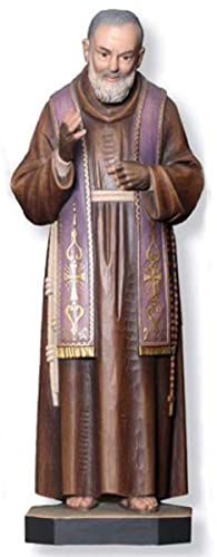 JS Garten Deko Heiligenfigur Pater Pio von Pietrelcina H 15 cm Prieser Kapuziner Holzfigur Statue aus Ahornholz von Dolfi von JS Garten Deko