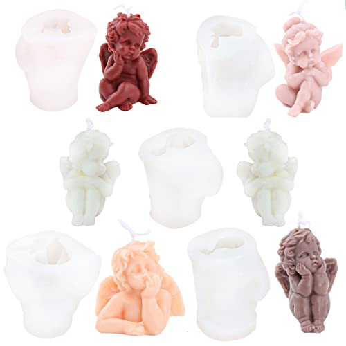 5STK Kerzen Silikonform 3D Engel Silikon Kerzenform Kerzenformen zum Gießen,Silikonform Kerzen Selber Machen set für DIY Aromatherapie Kerzen Herstellung Supplies von JS MOLD