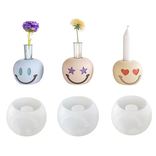 JS MOLD 3 Stück Smiley Silikonform Kerzenhalter, Weihnachten Silikon Gießform Kerzenhalter Silikonform,silikonformen gießformen für Beton Gips DIY Kerzen JS MOLD 3 Stück Smiley Silikonform Kerzenhalter, Weihnachten Silikon Gießform Kerzenhalter Silikonform,silikonformen gießformen für Beton Gips DIY Kerzen von JS MOLD