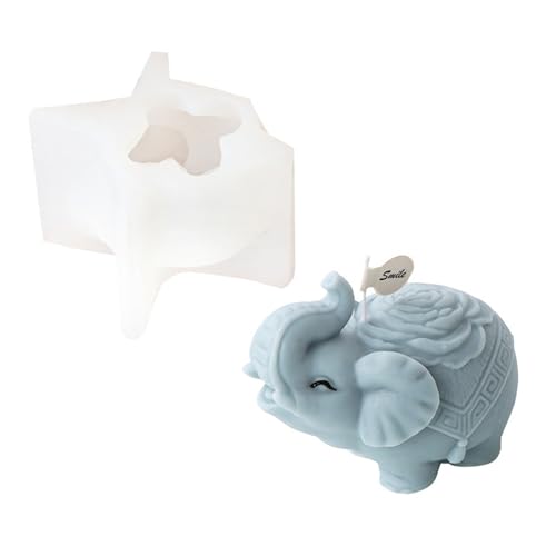 JS MOLD 3D Elefant Silikonform Kerzenform,Tier Elefant Kerzenform Seifenform,3D Kerzen Gießform Resin Gießharz Silikon Mold für Fondant, Tortendeko, Seife, Gips, Kerzen (spritzender Elefant) von JS MOLD