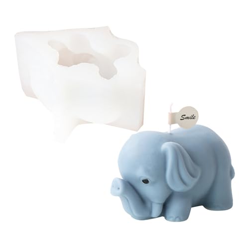 JS MOLD 3D Elefant Silikonform Kerzenform,Tier Elefant Kerzenform Seifenform,3D Kerzen Gießform Resin Gießharz Silikon Mold für Fondant, Tortendeko, Seife, Gips, Kerzen (wassersaugender Elefant) von JS MOLD