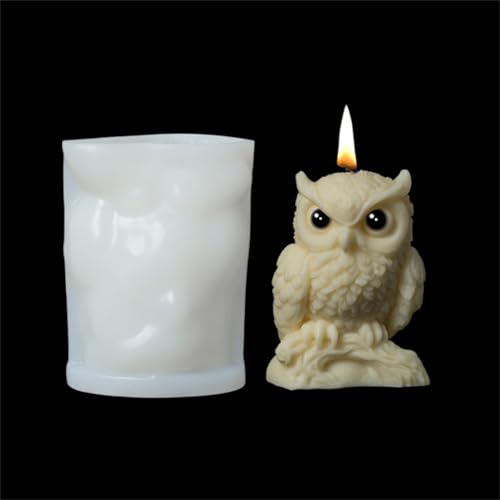 JS MOLD 3D Eule Silikonform Kerzenform, Eule Kerzen Gießform,Silikon Eulen Form Animal Silicone Molds Eulenform Formen,Tier Gießformen Für Fondant Kuchendeko, Kerze, Basteln (A ZL-890) von JS MOLD