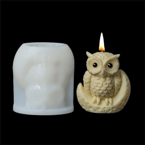 JS MOLD 3D Eule Silikonform Kerzenform, Eule Kerzen Gießform,Silikon Eulen Form Animal Silicone Molds Eulenform Formen,Tier Gießformen Für Fondant Kuchendeko, Kerze, Basteln (ZL-892) von JS MOLD