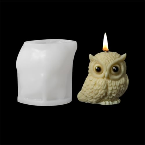 JS MOLD 3D Eule Silikonform Kerzenform, Eule Kerzen Gießform,Silikon Eulen Form Animal Silicone Molds Eulenform Formen,Tier Gießformen Für Fondant Kuchendeko, Kerze, Basteln (ZL-895) von JS MOLD