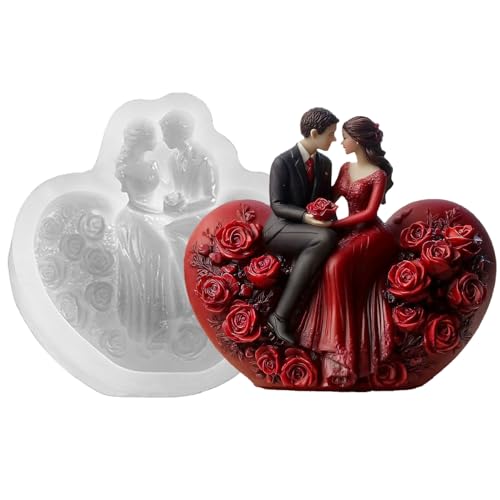 JS MOLD 3D Liebeshochzeit Silikonformen Gießformen,Romantische Hochzeitsgestaltung Kerzenformen Silikon,Liebe Silikon Gießform Resin für DIY Hochzeit Jubiläumsgeschenk Haus Dekoration (GJ-040) von JS MOLD