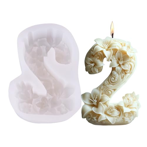 JS MOLD 3D Zahlen Kerzen Formen Silikon Gießformen, Kerzenformen zum Gießen Silikon-Kerzenform,Kerzen Selber Machen Set Formen für Duftkerzen, Handwerk Ornamente (2) von JS MOLD