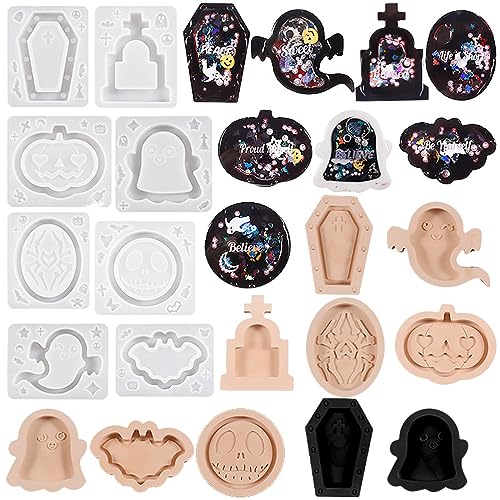 JS MOLD 8 Stück Epoxidharz Silikonform,Halloween Treibsand Silikon Epoxidharz Formen,Resin Silicone Halloween Formen für DIY Schlüsselanhänger Halskette Anhänger Schmuck JS MOLD 8 Stück Epoxidharz Silikonform,Halloween Treibsand Silikon Epoxidharz Formen,Resin Silicone Halloween Formen für DIY Schlüsselanhänger Halskette Anhänger Schmuck von JS MOLD