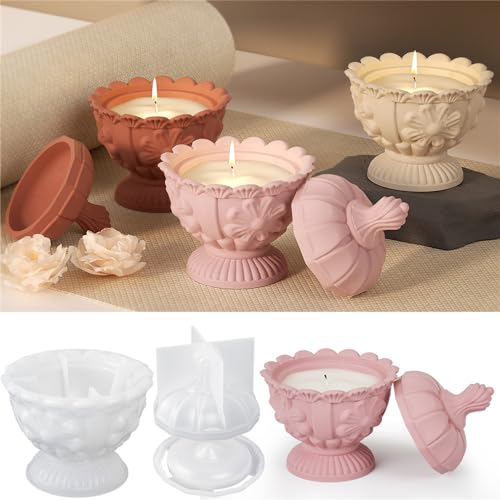 JS MOLD Blume Kerze Tasse Silikonform,Silikonform Kerzenhalter mit Deckel,GießFormen Silikon Kerzenhalter,Teetablett Obsttablett Gießform,Silikonformen für Beton Gips DIY Kerzen Vase Blumentopf JS MOLD Blume Kerze Tasse Silikonform,Silikonform Kerzenhalter mit Deckel,GießFormen Silikon Kerzenhalter,Teetablett Obsttablett Gießform,Silikonformen für Beton Gips DIY Kerzen Vase Blumentopf von JS MOLD