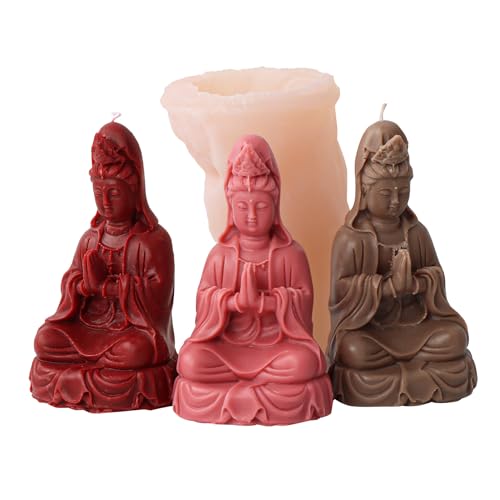 JS MOLD Buddha Silikonform Kerzengießform,3D Buddha Kerzenformen,Buddha Silikon Gießform,DIY Handgemacht Aromatherapie Kerzenform,für Gips, Sojawachs Kerzen, Epoxidharz, Handwerk (Guanyin) von JS MOLD