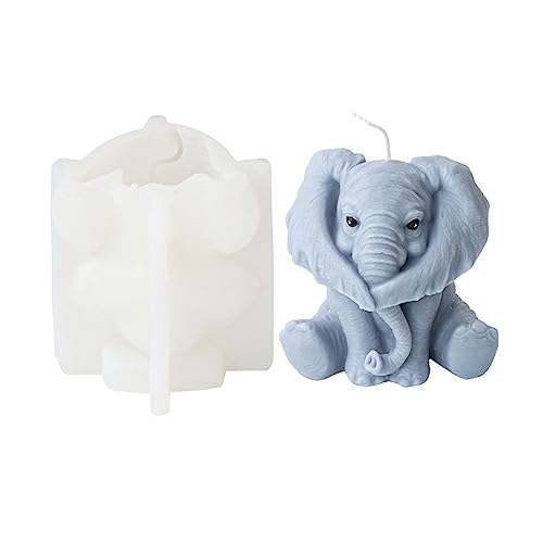 JS MOLD Elefant Silikonform 3D Elefanten-Kerzenform,Elefanten-Silikonform, 3D Elefant Silikon Kerzenform, Tier Kerzenform Gießformen, für Handgefertigte Seife, Duftkerzen, Handwerk Ornamente (1) von JS MOLD