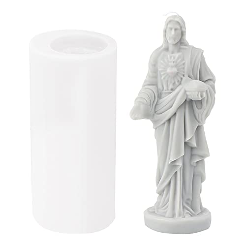 JS MOLD Kerzen Gießform 3D Jesus Statue Silikonform DIY Silikonform,Kerzenform Silikon,Kerzenformen Zum Gießen für Handwerk Ornamente, Duftkerze (16,5 x 7,5cm) von JS MOLD