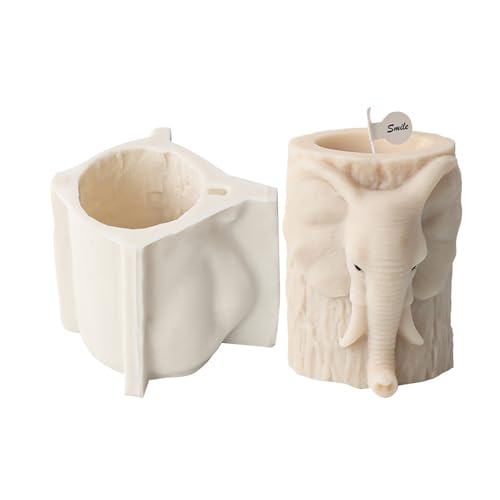 JS MOLD Kerzenform Silikon,3D-Tiger, Löwe, AFFE, Elefant, Baumstumpf, Kerzengussform,Tiere Gießform Silikonform Für Die Herstellung Von Schokolade, Kerzen, Seife, Kunsthandwerk (Elefant) von JS MOLD