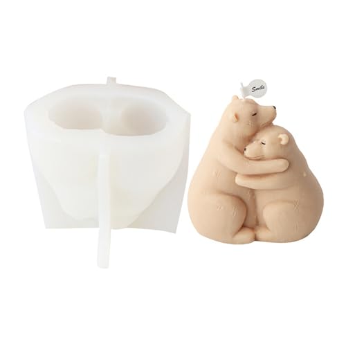 JS MOLD Kerzenform Silikon,Paar Bär Umarmung 3D Kerzenform,Bärenform Gießform,DIY Silikonform Kerzen Gießen Formen, Kerzenformen zum Gießen,Handarbeit Ornamente Duftkerze Home Decor (01#) von JS MOLD