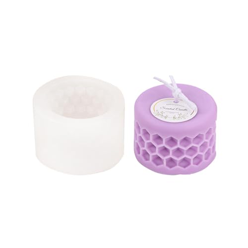 JS MOLD Kerzenform Silikon Bienenwabenform Zylinder Silikonform,3D Bienenwabe Kerzenformen,Kerze Gießform Silikon,3D Silikonform für DIY Seife, Kerzen, Duftender Stein, Haus Dekoration (01#) von JS MOLD