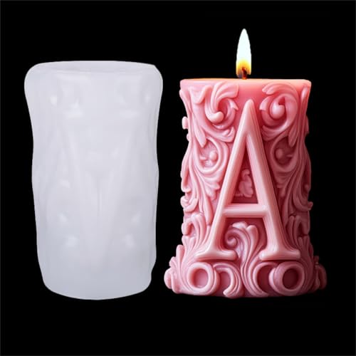 JS MOLD Kerzenformen zum Gießen,Alphabet Silikonform Kerzen,Zylinderförmig Kerzenformen,Kerzen Formen Silikon Gießformen,DIY Kerzengießformen für Die Herstellung Von Kerzen, Duftkerze (A) von JS MOLD
