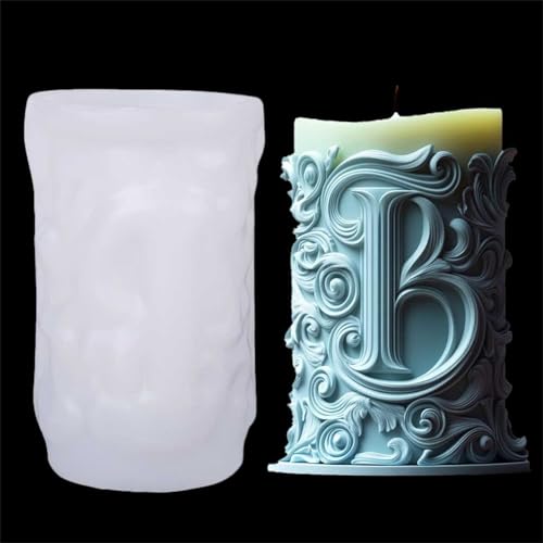 JS MOLD Kerzenformen zum Gießen,Alphabet Silikonform Kerzen,Zylinderförmig Kerzenformen,Kerzen Formen Silikon Gießformen,DIY Kerzengießformen für Die Herstellung Von Kerzen, Duftkerze (B) von JS MOLD