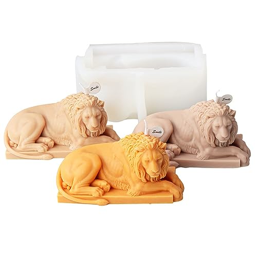 JS MOLD Löwe Kerze Silikonform,3D-Silikon-Tier-Kerzenformen,Handgefertigte Harzform mit Löwe, Löwe Schreibtisch Dekor Silikonform,Candle Gießform Resin Mold für DIY Kerzen Seife Handwerk von JS MOLD