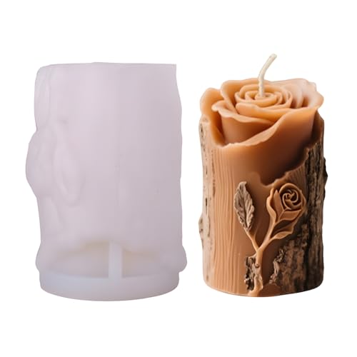 JS MOLD Silikonform Blumen,3D Rosen-baumstumpf-Kerze Silikonform,Silikonformen Gießformen Blumen,DIY Silikonform Kerzen Gießen Formen,für Die Herstellung von Kerzen Duftkerzen von JS MOLD