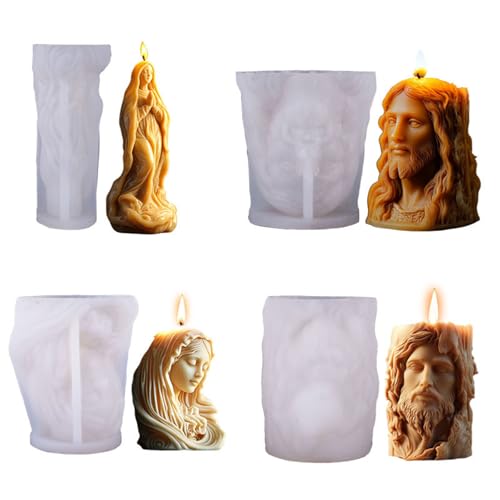 JS MOLD Silikonform Kerzen Gießform,4 Stück 3D Heiligenbild Silikonform Kerzengießform,Für Kerzen Machen, Statue, Handwerk Ornamente JS MOLD Silikonform Kerzen Gießform,4 Stück 3D Heiligenbild Silikonform Kerzengießform,Für Kerzen Machen, Statue, Handwerk Ornamente von JS MOLD