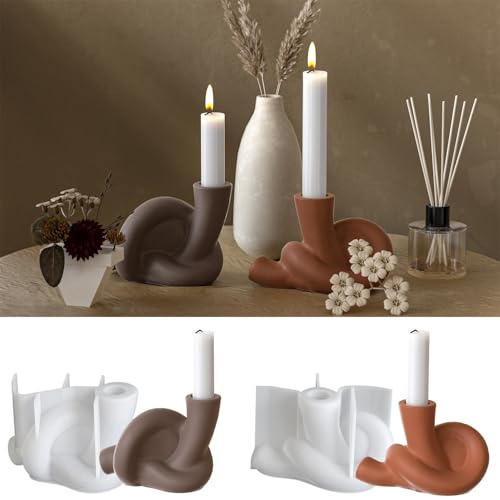 JS MOLD Silikonform Kerzenhalter,2 Stück Gießformen Beton Silikon Kerzenhalter,Silikonformen Gießformen Kerzenhalter, Kerzenformen Zum Gießen Set,Epoxidharz Formen Moulds (12,7x8,2cm) von JS MOLD