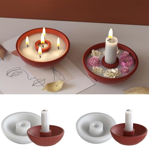 JS MOLD Silikonform Kerzenhalter,Gießformen Beton Silikon Kerzenhalter, Resin Silikonform Tablett,Gipsformen zum Gießen,DIY Kerzen Formen,Kerzenform Silikon,Kerzenformen Zum Gießen Set (Y01) von JS MOLD