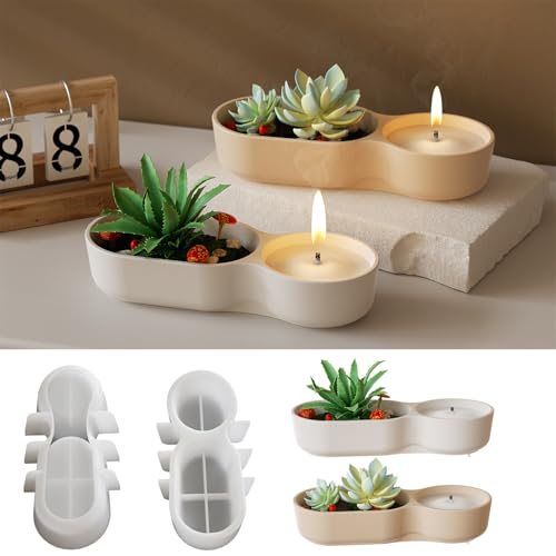 JS MOLD Silikonform Kerzenhalter,Rund GießForm Kerzenhalter,Silikon Gießformen für Kerzen Blumentöpfe,Silikonformen für Beton Gips DIY Kerzen Vase Blumentopf (18,1x8,8cm) von JS MOLD
