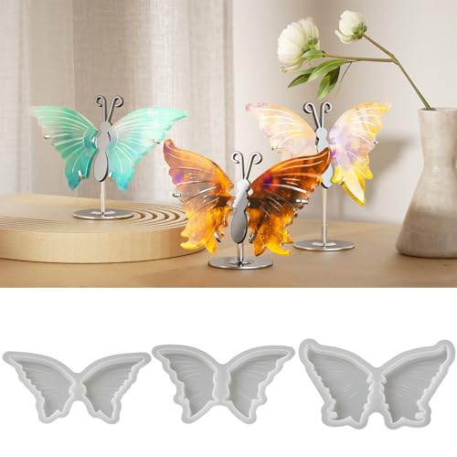 JS MOLD Silikonform Kerzenhalter,Rund GießForm Kerzenhalter,Silikon Gießformen für Kerzen Blumentöpfe,Silikonformen für Beton Gips DIY Kerzen Vase Blumentopf (Schmetterlings-Anhänger-3er-Set) von JS MOLD