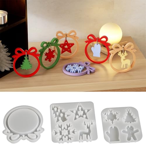 JS MOLD Silikonform Kerzenhalter,Rund GießForm Kerzenhalter,Silikon Gießformen für Kerzen Blumentöpfe,Silikonformen für Beton Gips DIY Kerzen Vase Blumentopf (Weihnachts-3er-Set) von JS MOLD