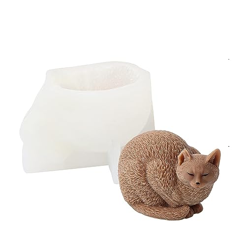 JS MOLD 3D Katzen Silikonform, Tier Gießformen, Hund Kerze Form, DIY Form zur Herstellung von Kuchen, Seifen, Fondant Dekoration (1#) von JS MOLD