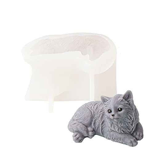JS MOLD 3D Katzen Silikonform, Tier Gießformen, Hund Kerze Form, DIY Form zur Herstellung von Kuchen, Seifen, Fondant Dekoration (7#) von JS MOLD