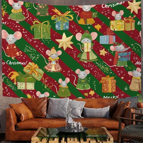JSCWDET Süße Maus Geschenkbox Wandteppich, Weihnachts-Geschenkpapier-Design Wandtuch, Schlafzimmer Wohnheim Hippie Wandteppich Ästhetische Dekoration Wandbehang,Rot und Grün 230 x 150 cm JSCWDET Süße Maus Geschenkbox Wandteppich, Weihnachts-Geschenkpapier-Design Wandtuch, Schlafzimmer Wohnheim Hippie Wandteppich Ästhetische Dekoration Wandbehang,Rot und Grün 230 x 150 cm von JSCWDET