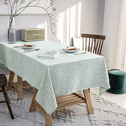 JSFLY Wasserdichte Baumwoll-Leinen-Tischdecken, rechteckige Esstischdecke, abwischbare Tischabdeckung für Innen- und Außenbereich, für Buffet, 2 Tischsets (137.2 x 218.4 cm), grau-grün von JSFLY