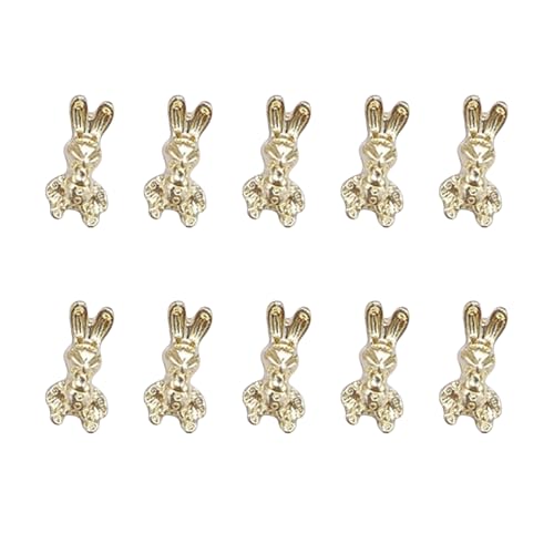 10pieces Gold/Silber 3d Punk Metall Nagel Bögen Bögen Kaninchen Ribbon Nagel Niete Edelstein Nagelkunst Juwelen Für Nagelkunstdesigns von JSGHGDF