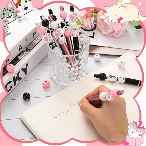 JSGHGDF 82pcs Kugelschreiber Set Mit Perlenbarer Kugelschreiber Holzhandwerk Perlen Wärmeübertragungsstifte Lustige Schreibstift von JSGHGDF