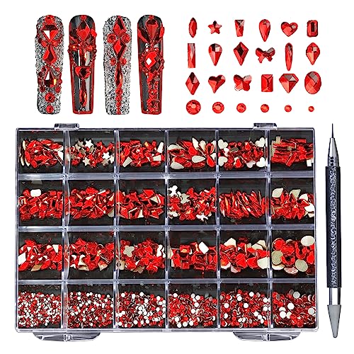 Nailart-Strass-Set, verschiedene Formen, Glaskristall, Nagelsteine, Juwelen, flache Rückseite, Strasssteine mit Wachsstift, Kristall-Set für Kunst von JSGHGDF